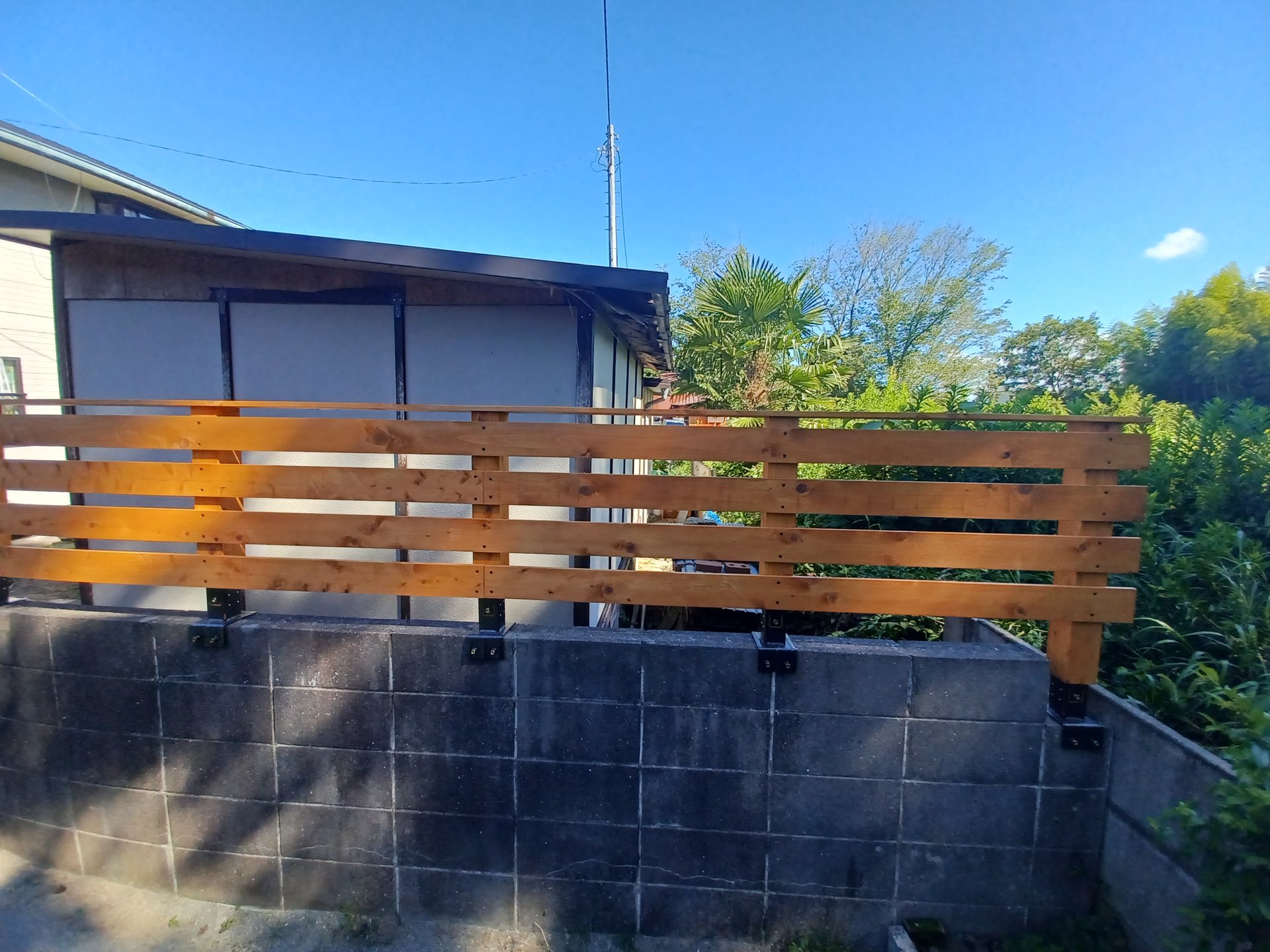 長生村 リフォーム 木製フェンス工事